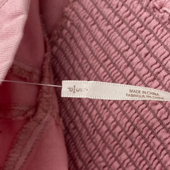 FREE PEOPLE Top S Better Days Tube Corset Smocked Frayed Cropped Cotton Pink NEW - Picture 10 of 16